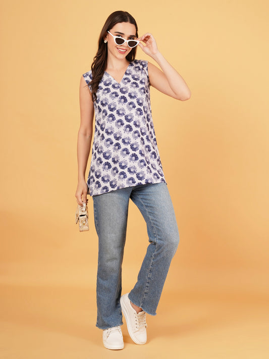 Hammer crepe floral top