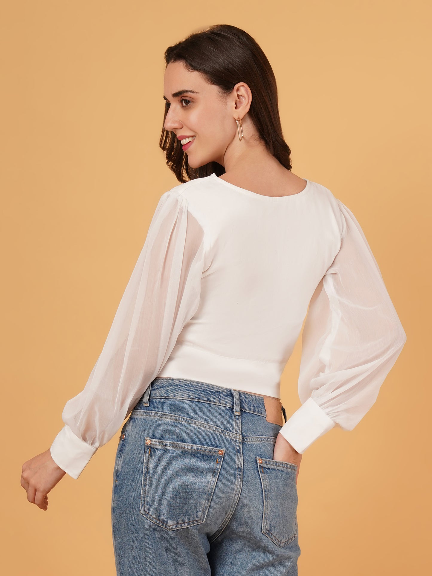 Ivory chiffon crop top