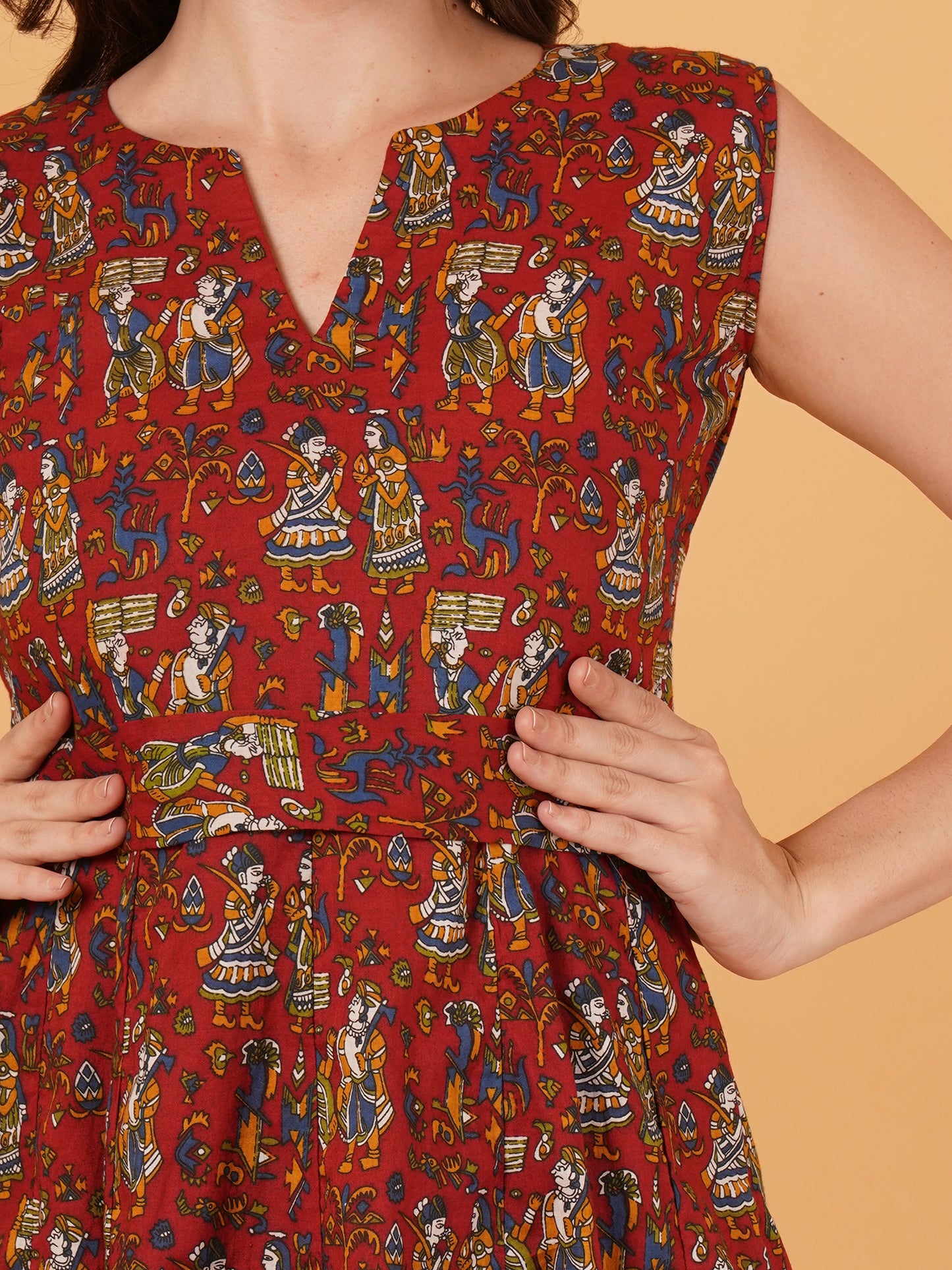 Jaipuri Kalamkari print cotton dress