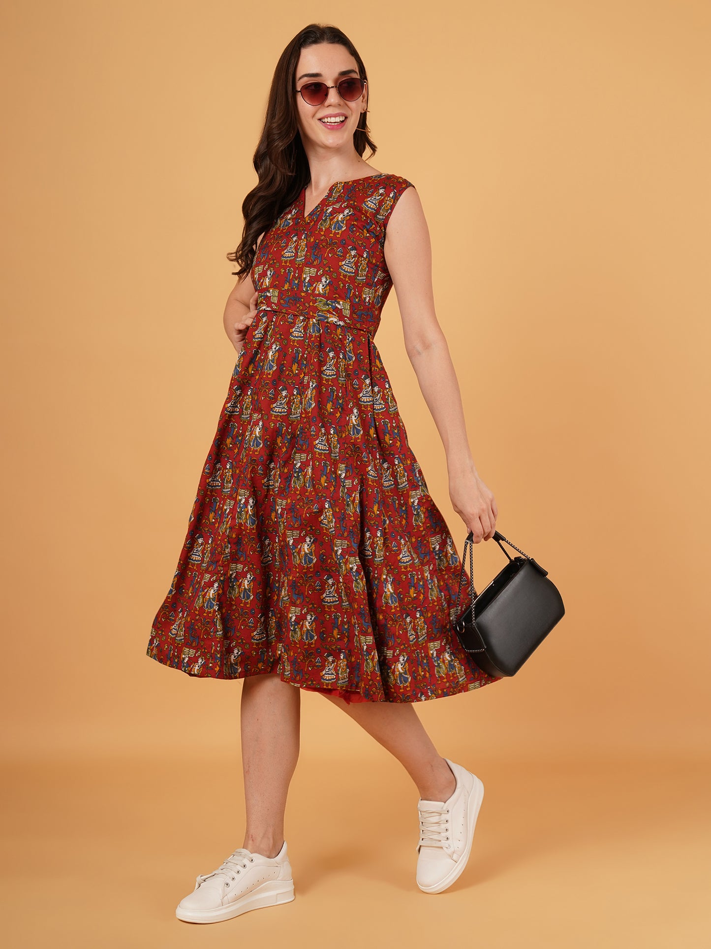 Jaipuri Kalamkari print cotton dress