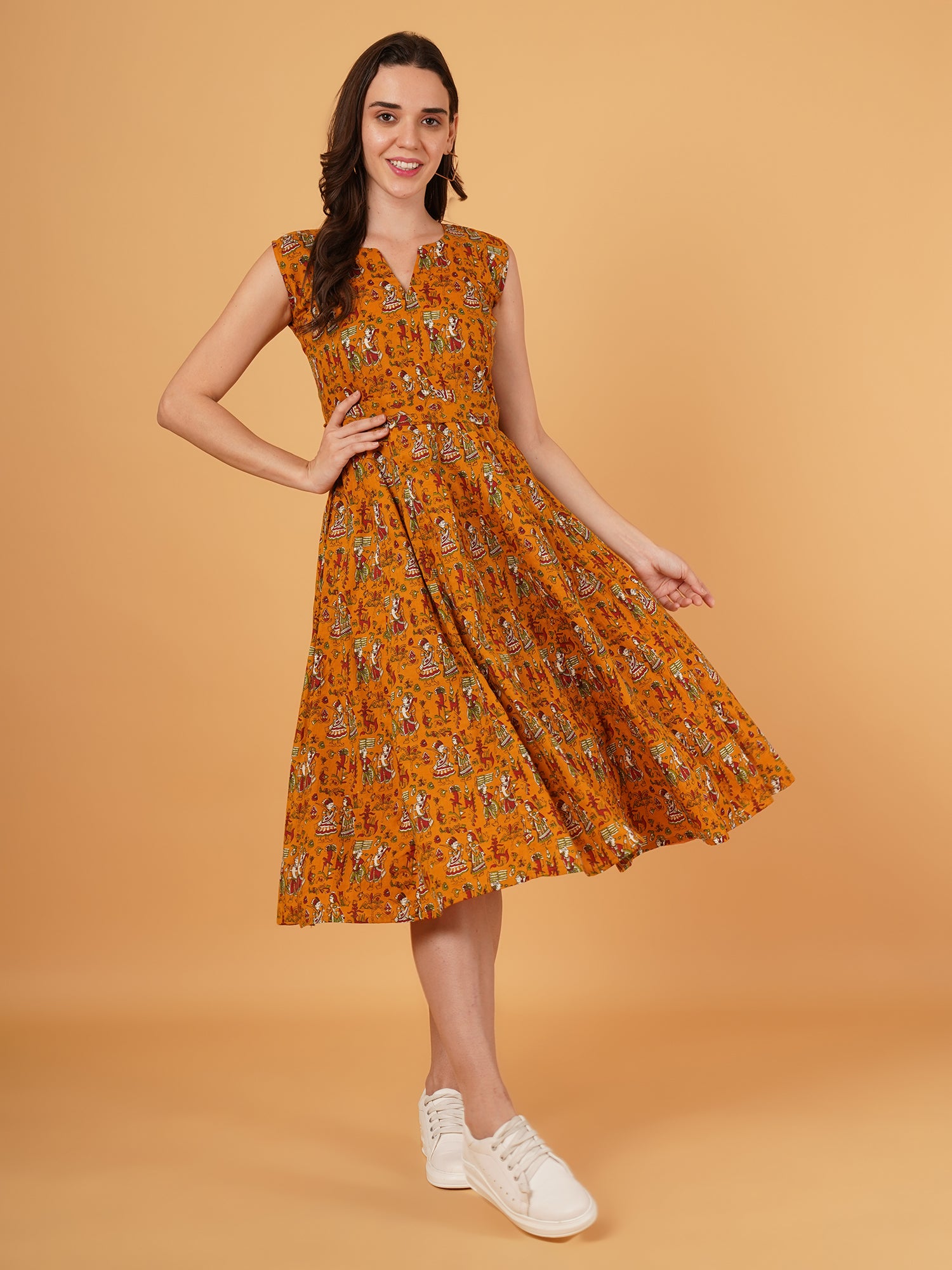 Jaipuri Kalamkari cotton dress Enzyrra Jaipuri Kalamkari cotton dress Enzyrra