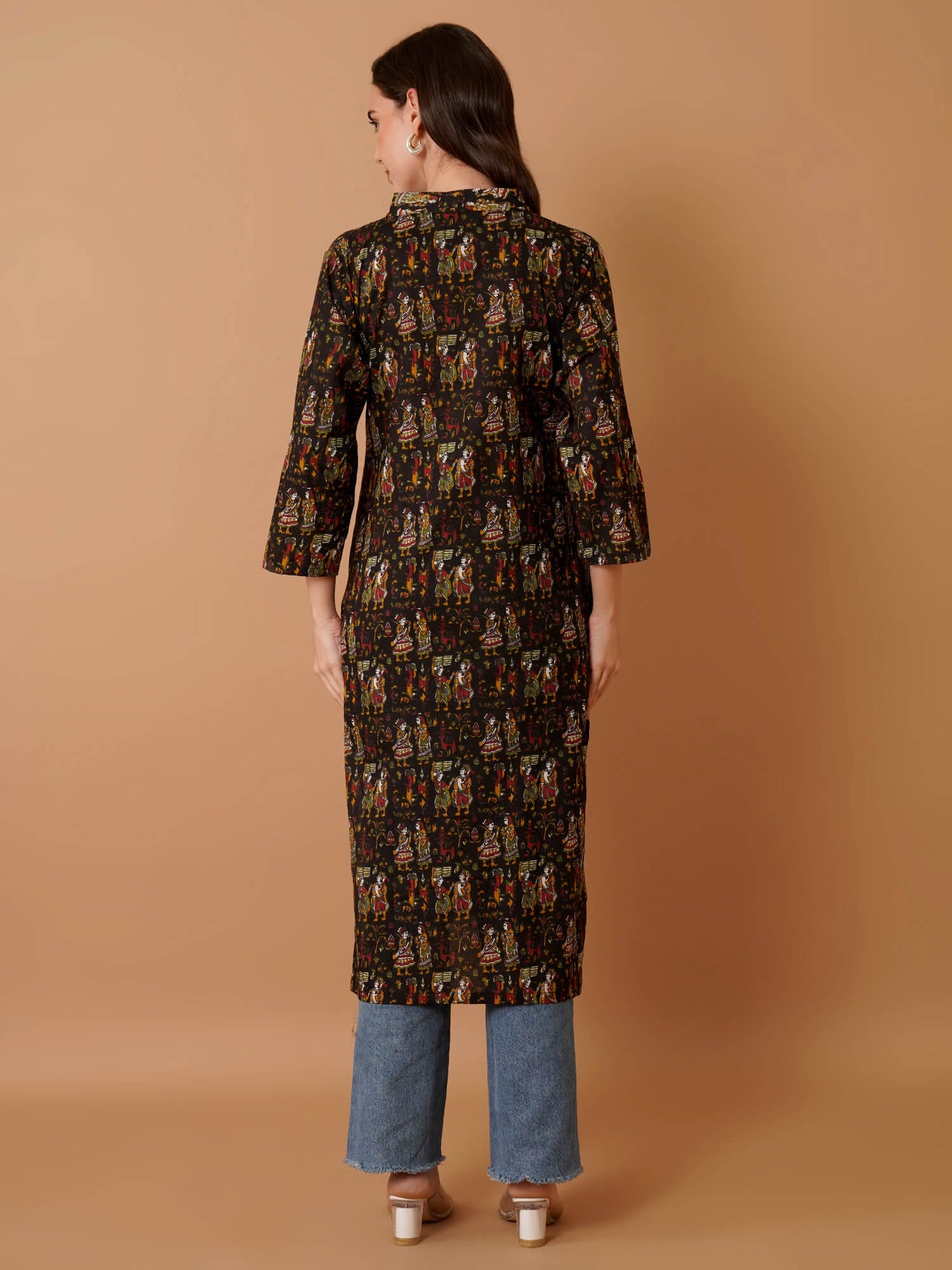 Jaipuri print Kalamkari kurta - Black