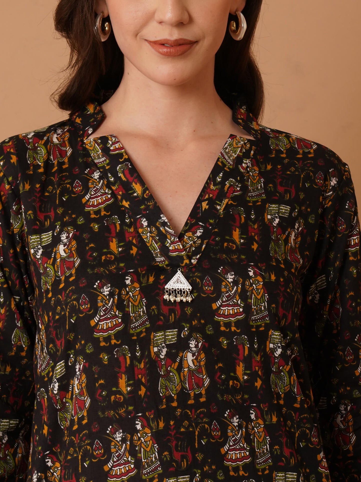 Jaipuri print Kalamkari kurta - Black