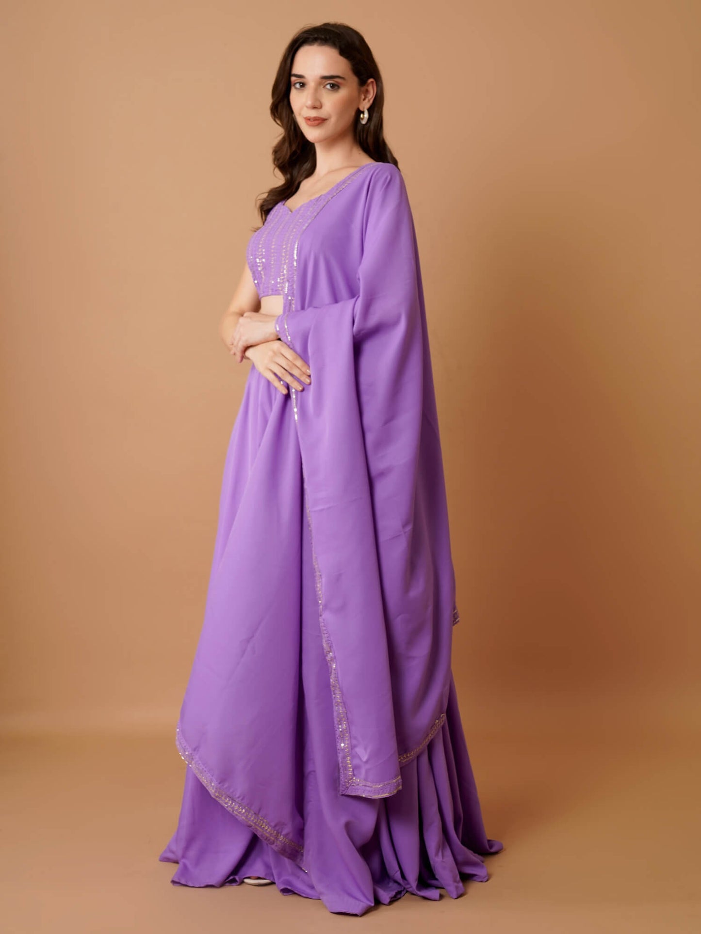 Purple Embellished Lehenga Set