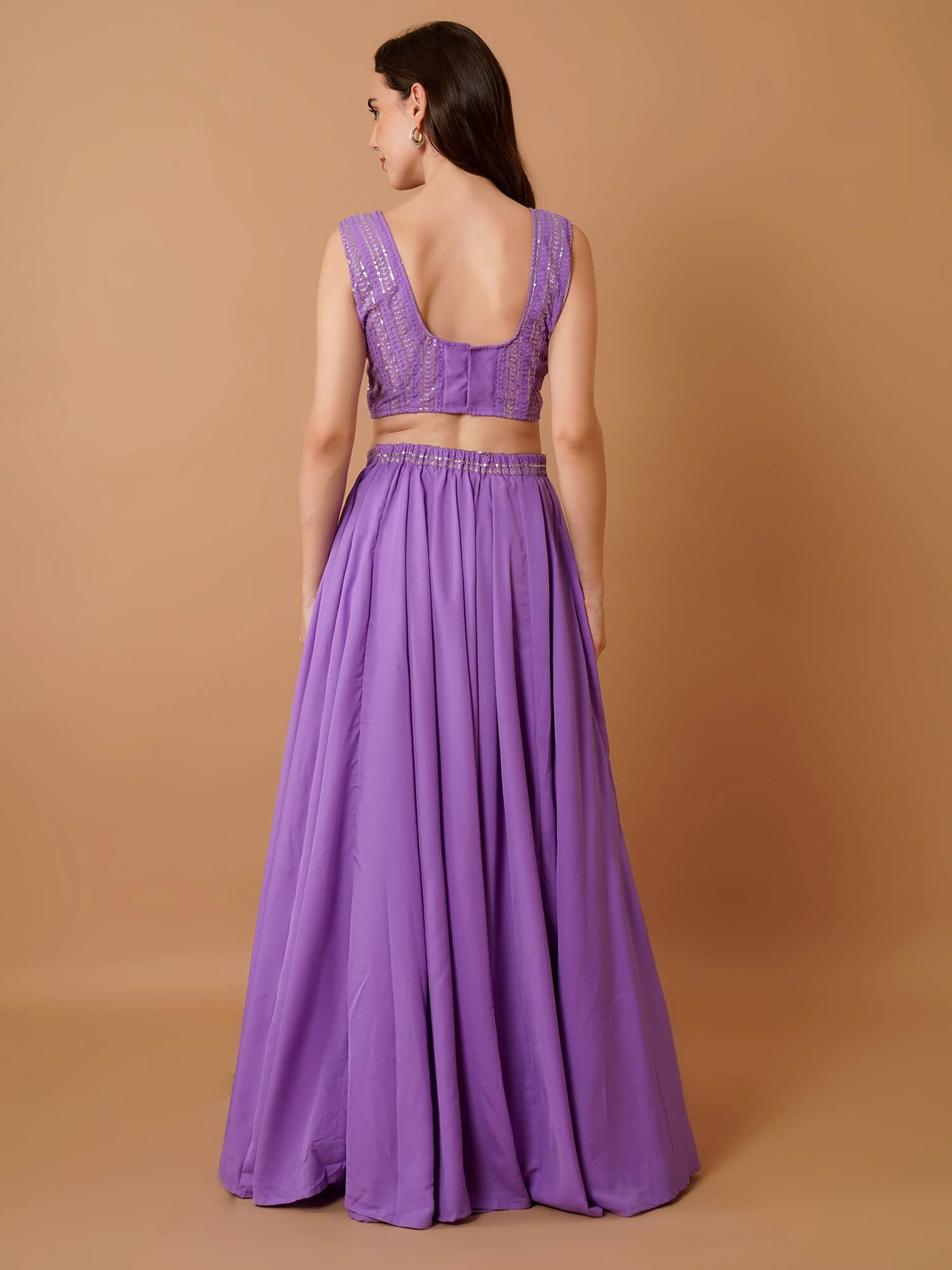 Purple Embellished Lehenga Set