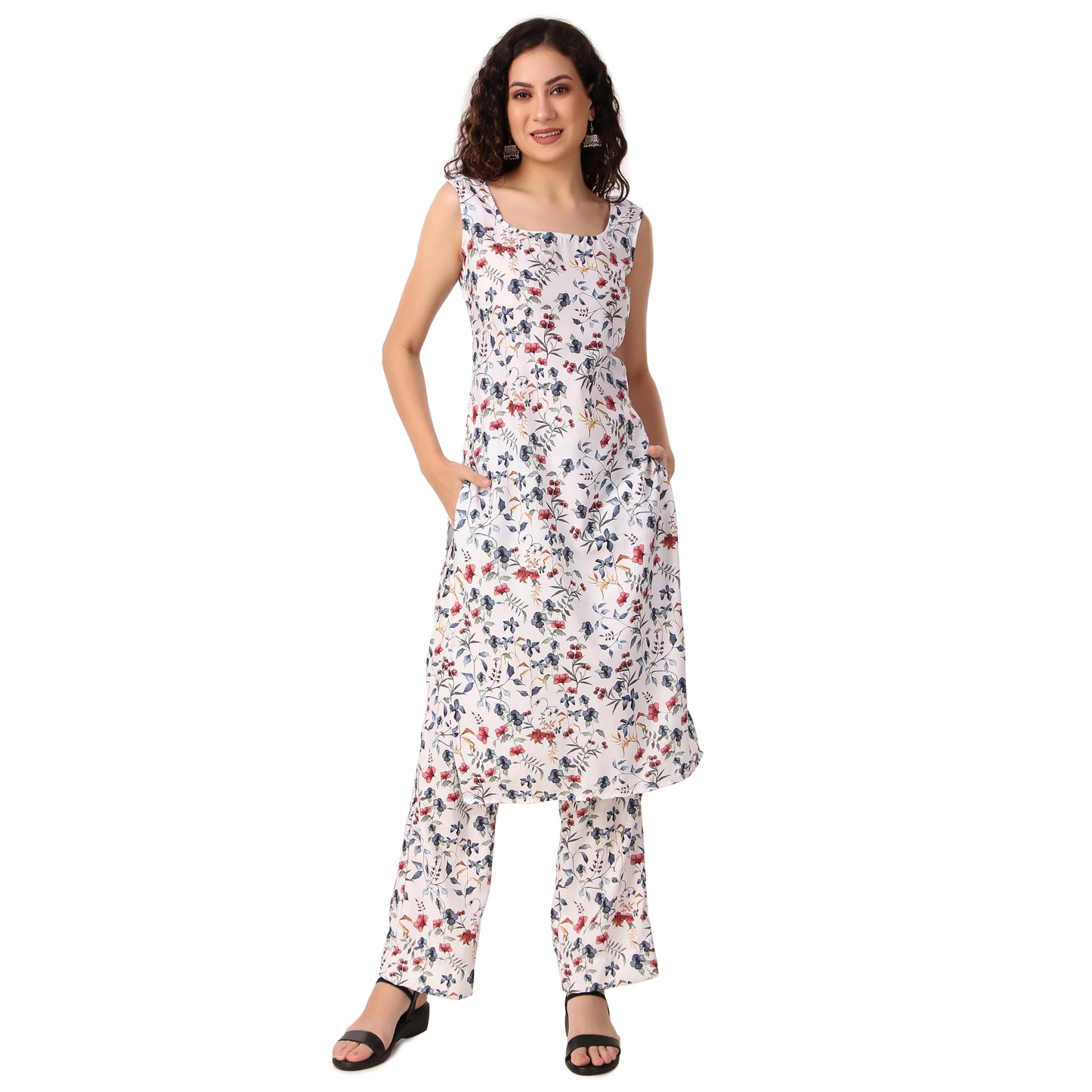 Magnetism Floral Print Kurti with Pant
