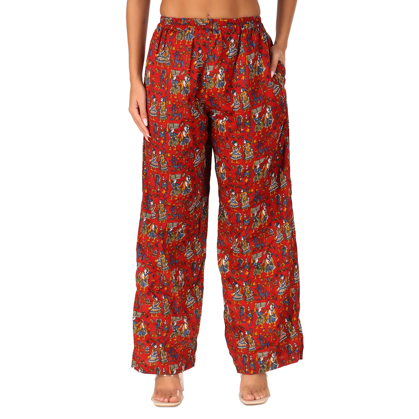 Jaipuri Kalamkari GUJRI Print Cotton Kurti with Pant Maroon