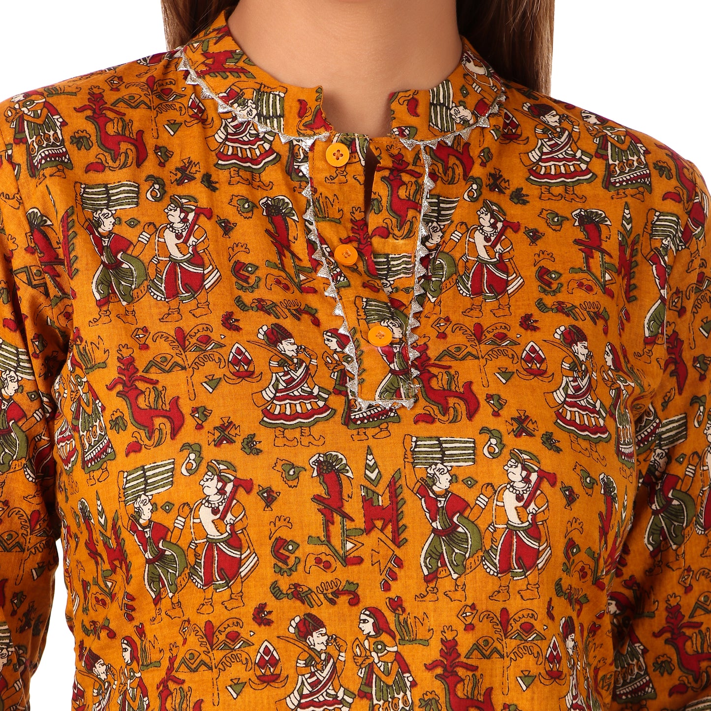 MAGNETISM Kalamkari Cotton Kurti Pant Black