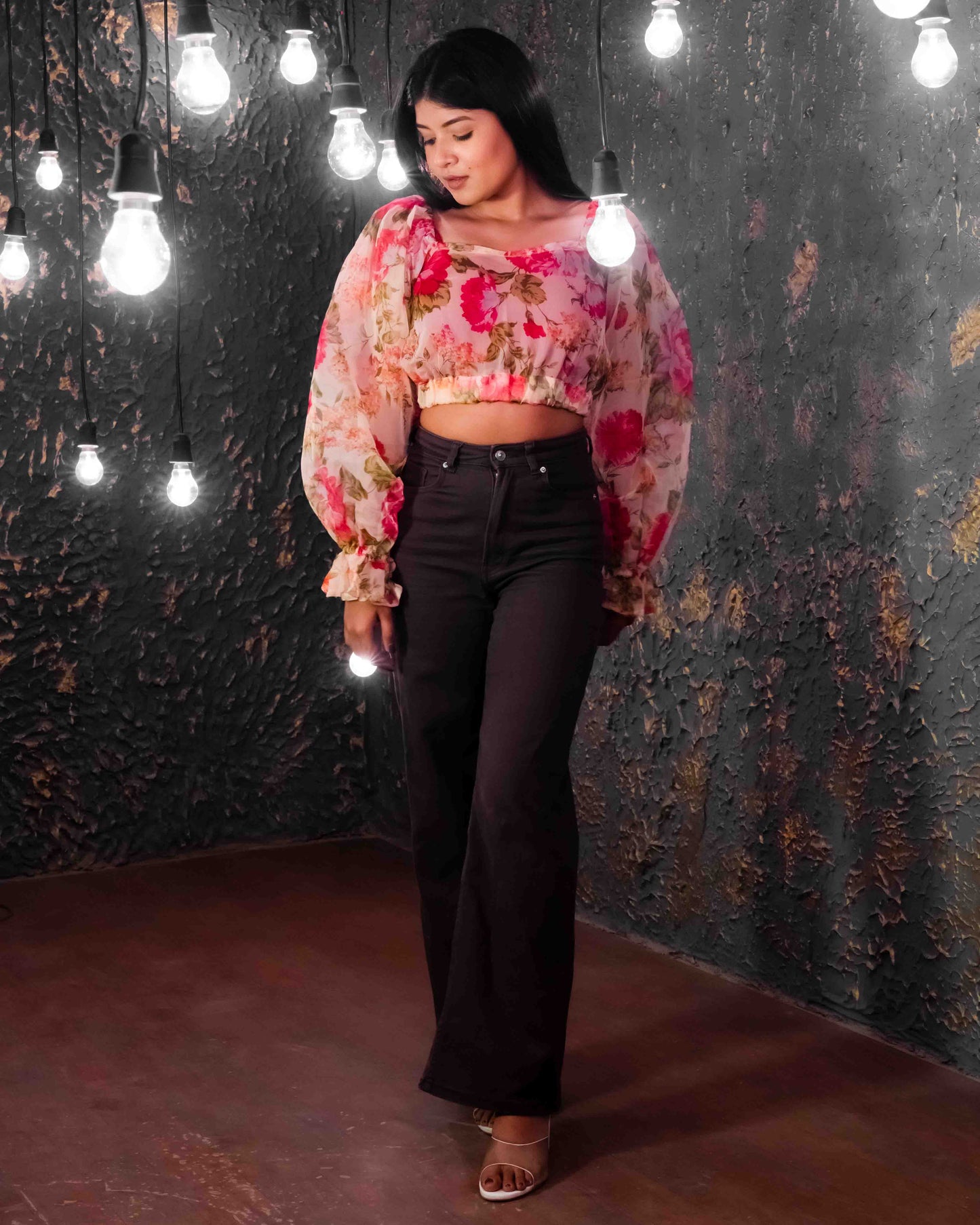 Magnetism Organza Printed Crop top