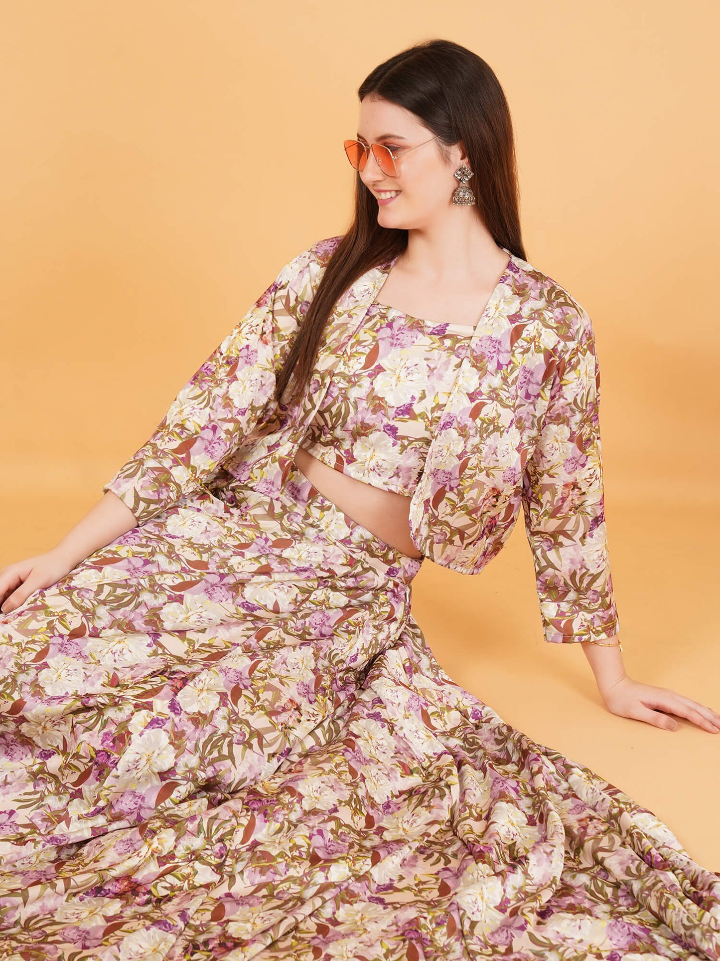 Vintage Floral Indo-Western Set