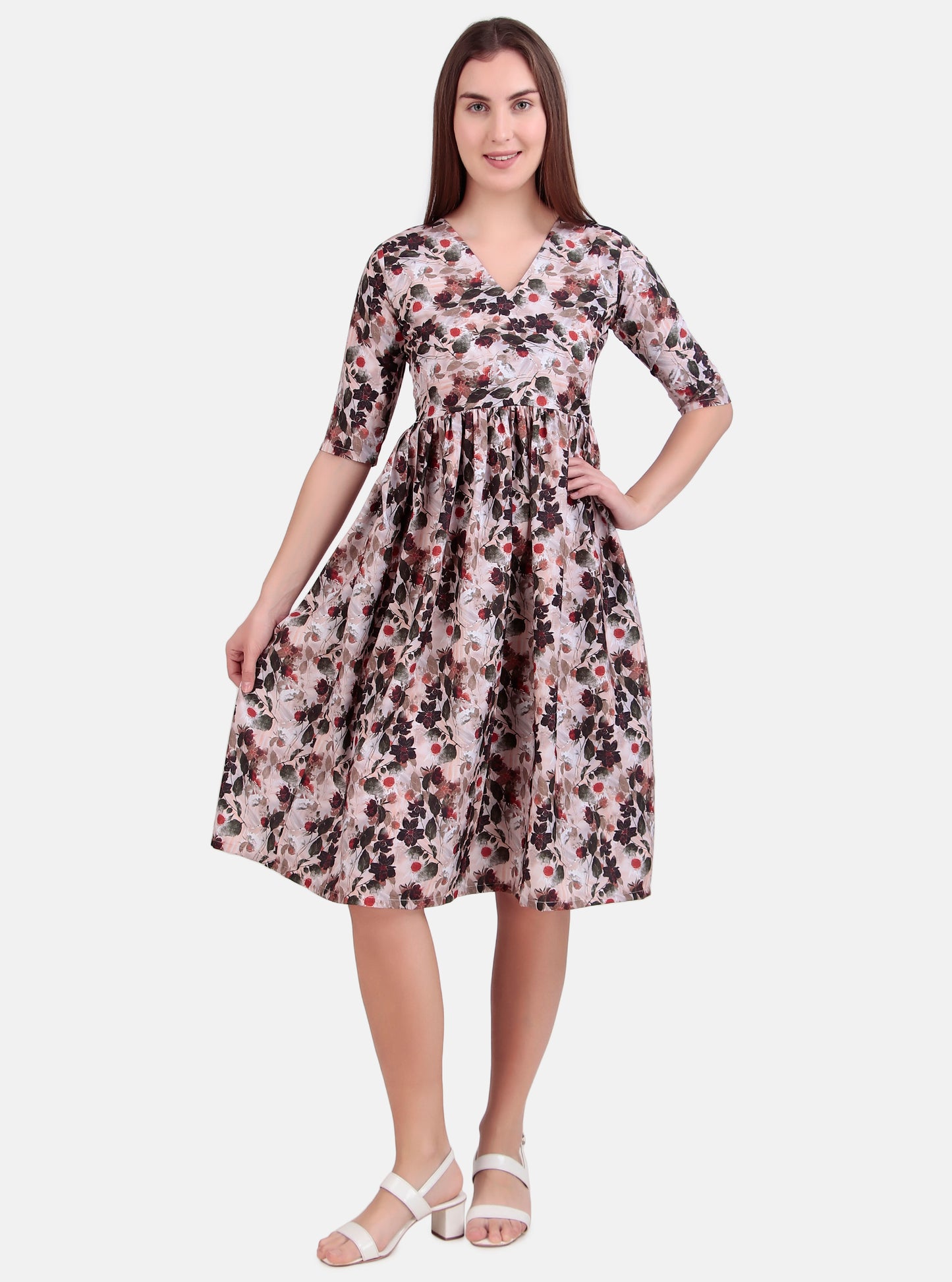 crepe cherry print dress