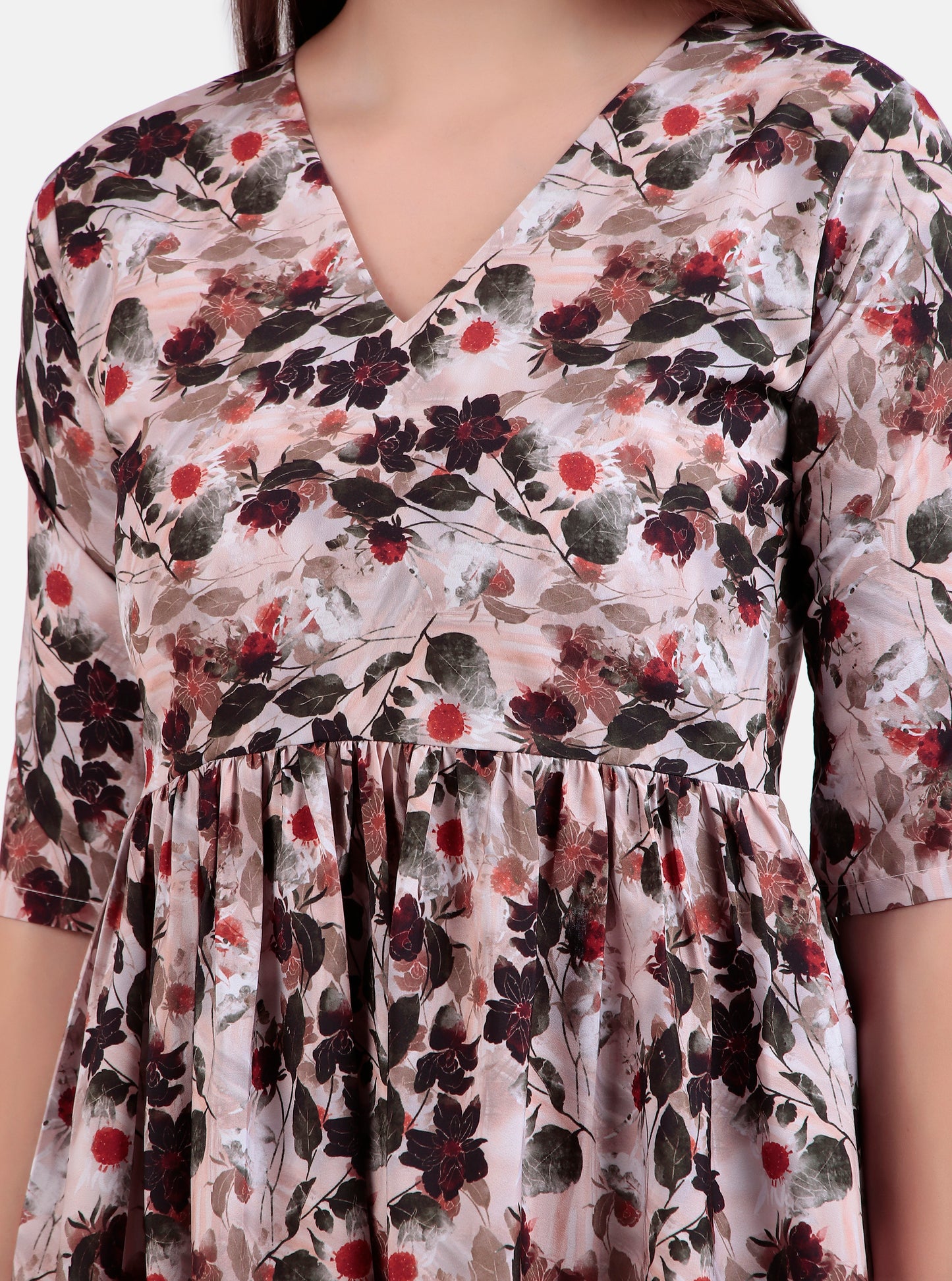 crepe cherry print dress