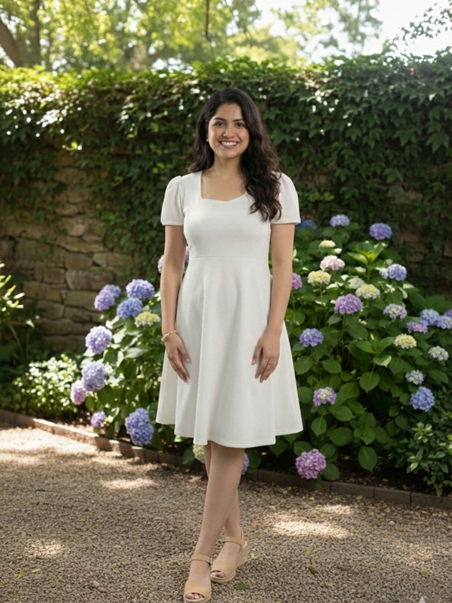 Elegant White Fit & Flare Dress