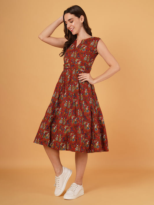 Jaipuri Kalamkari print cotton dress