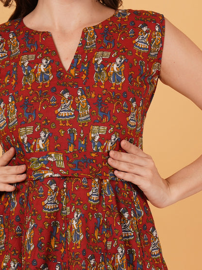 Jaipuri Kalamkari print cotton dress