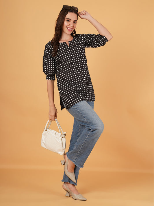 GEOMETRIC PRINT COTTON TOP