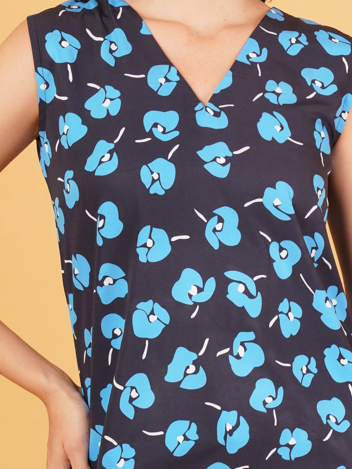 Blue floral short kurti