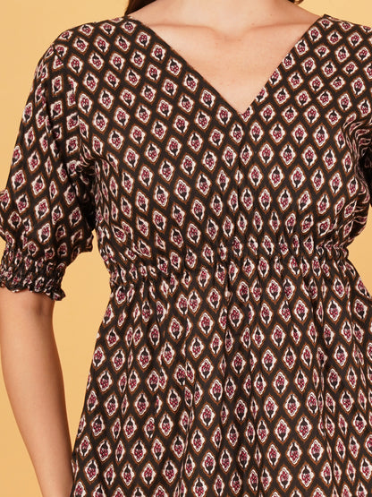 Jaipuri bagru tie back knot top