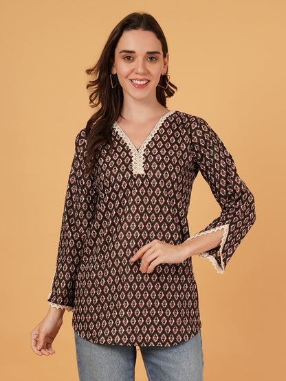 Bagru Print Cotton Short Kurti