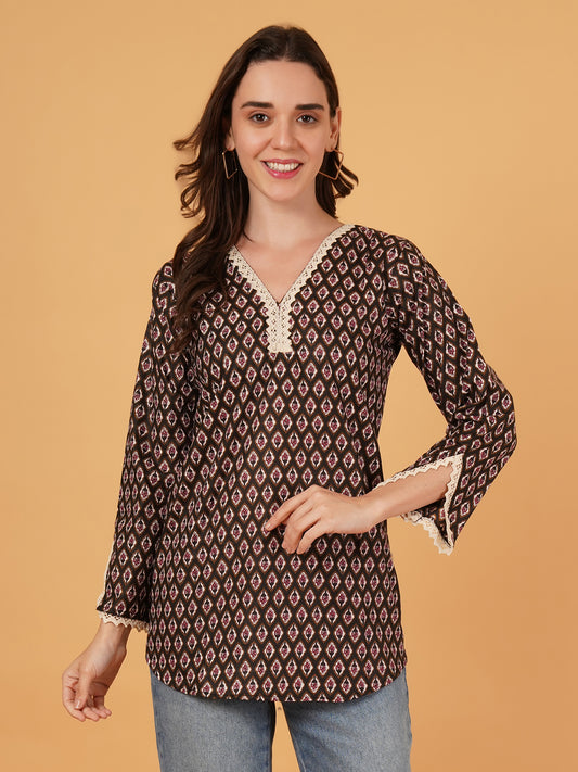 Bagru Print Cotton Short Kurti