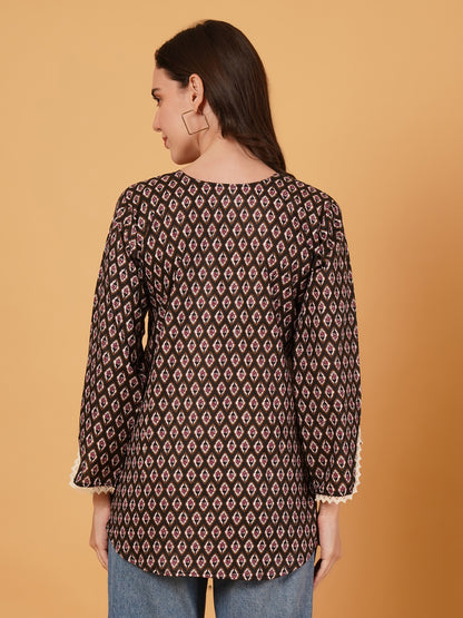 Bagru Print Cotton Short Kurti