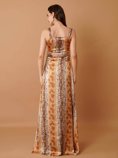 Animal Print Floor-Length Gown