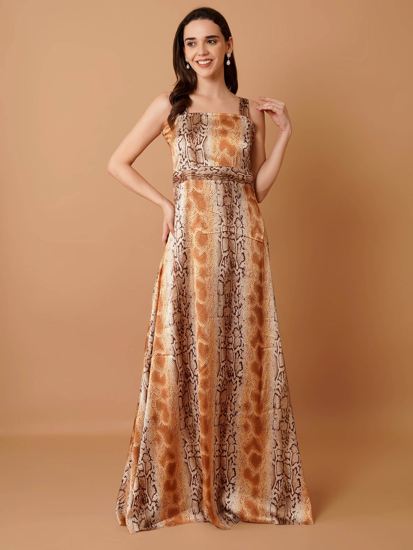Animal Print Floor-Length Gown