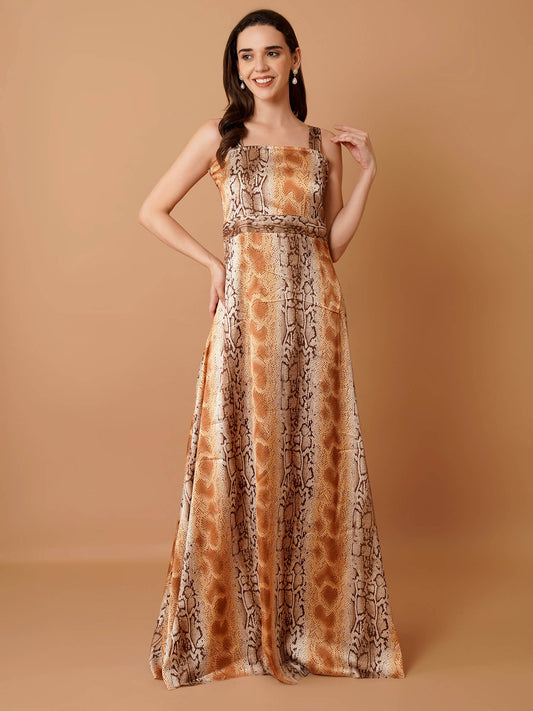 Animal Print Floor-Length Gown