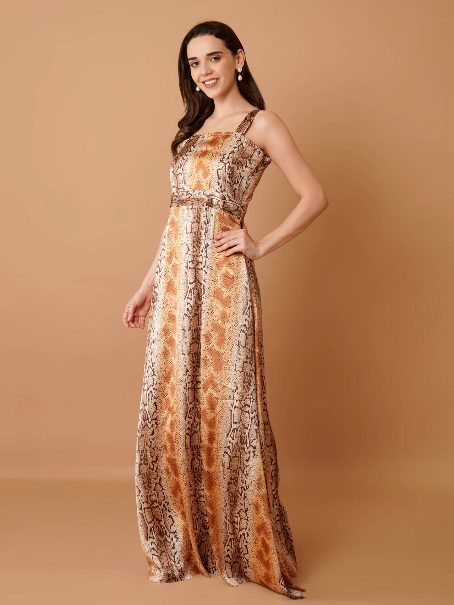 Animal Print Floor-Length Gown