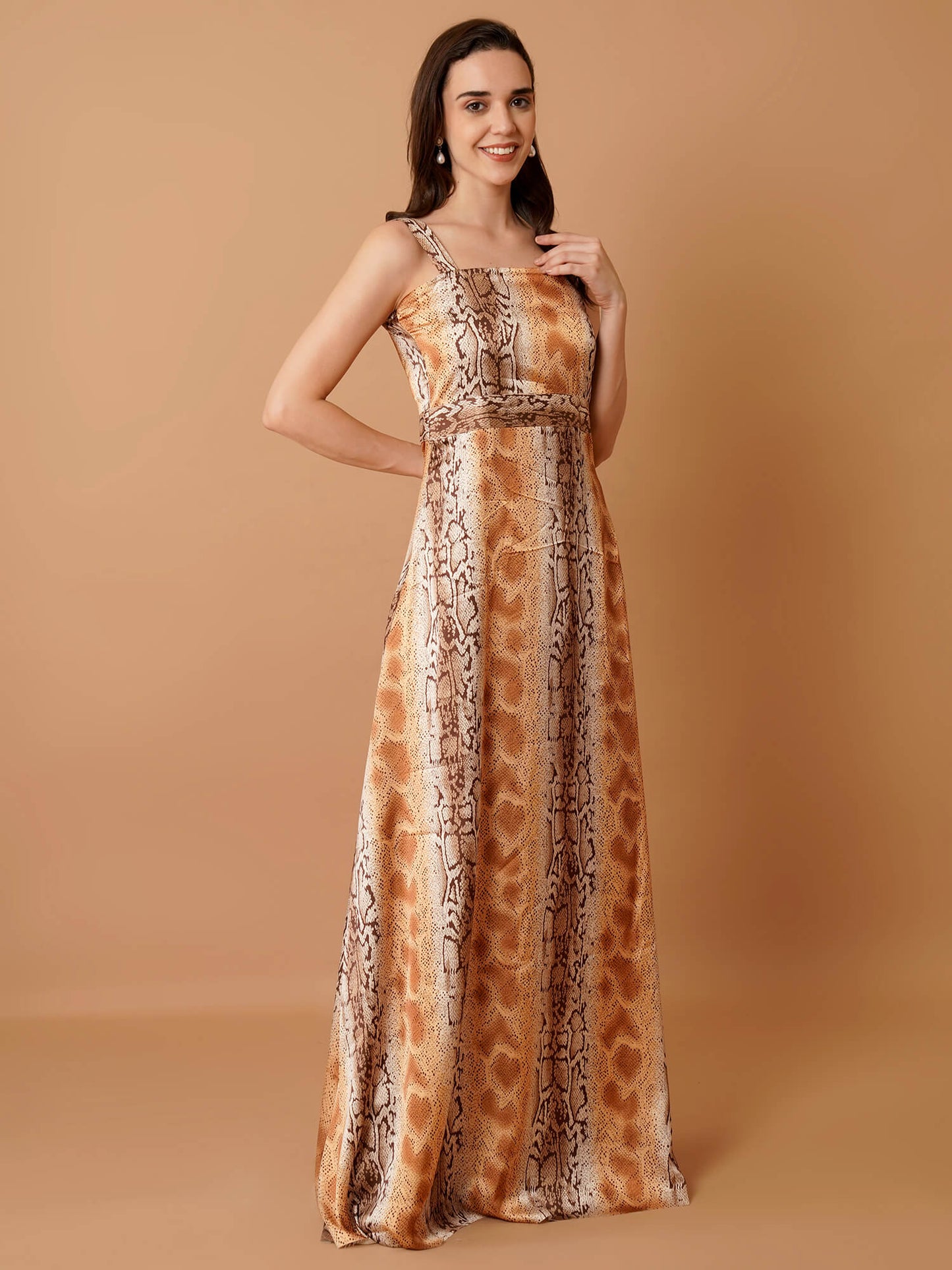 Animal Print Floor-Length Gown