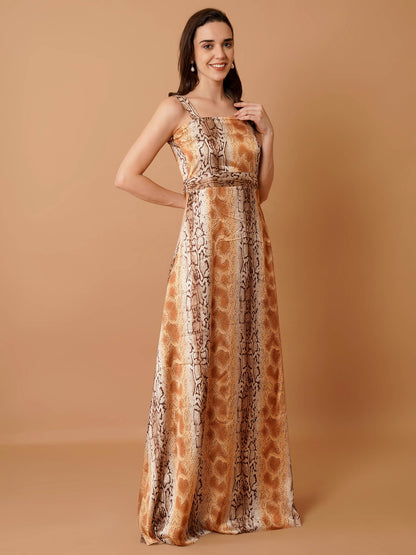 Animal Print Floor-Length Gown