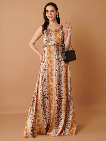 Animal Print Floor-Length Gown