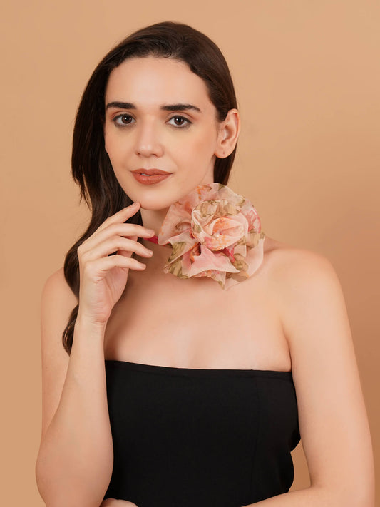 Magnetism Organza Flower Choker with Pearl