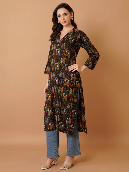 Jaipuri print Kalamkari kurta - Black