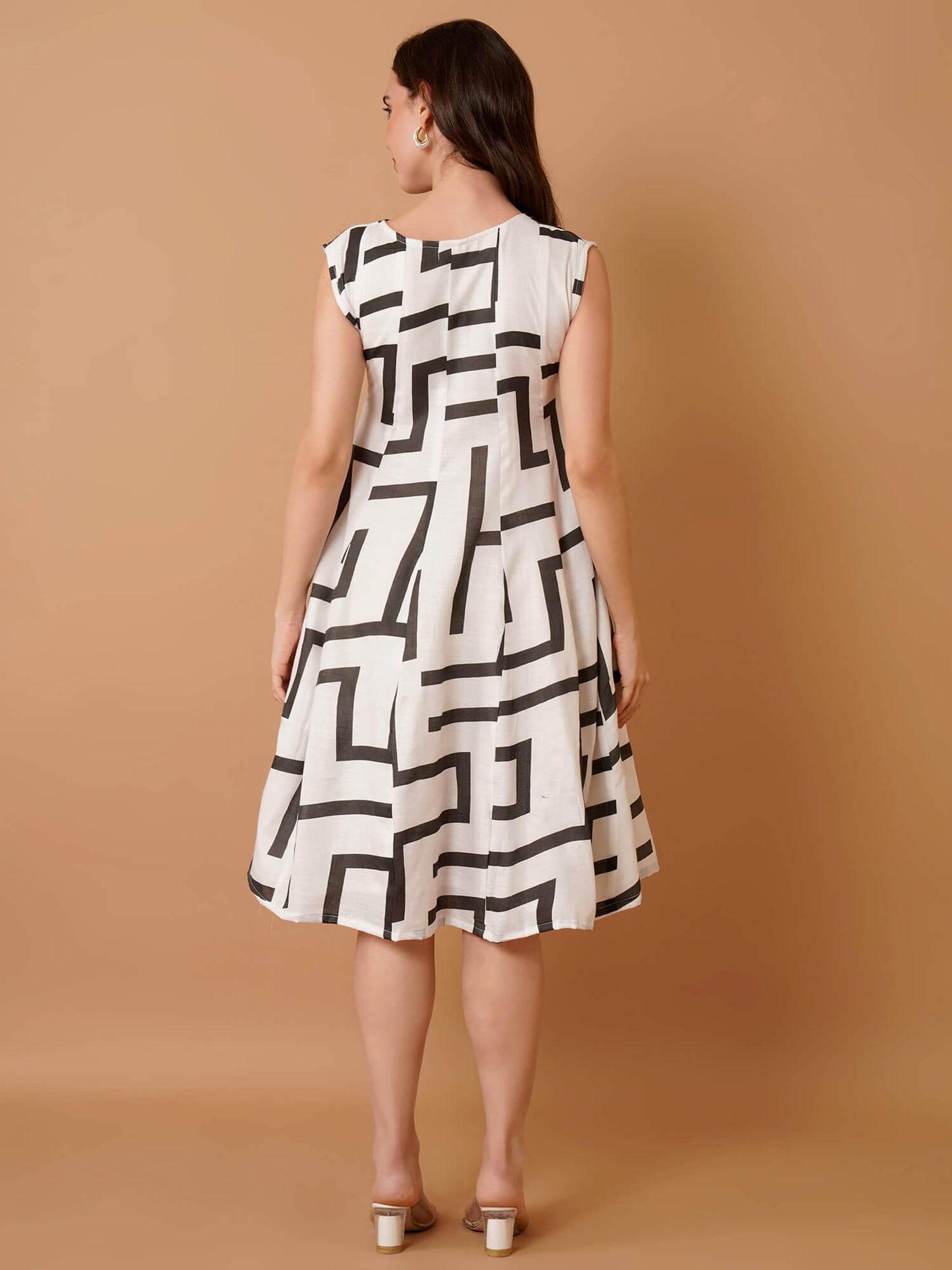 White Linen Flared Dress