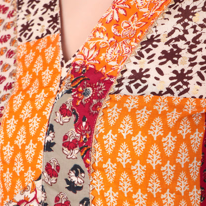 Magnetism  patch work printed cotton Top for Women
