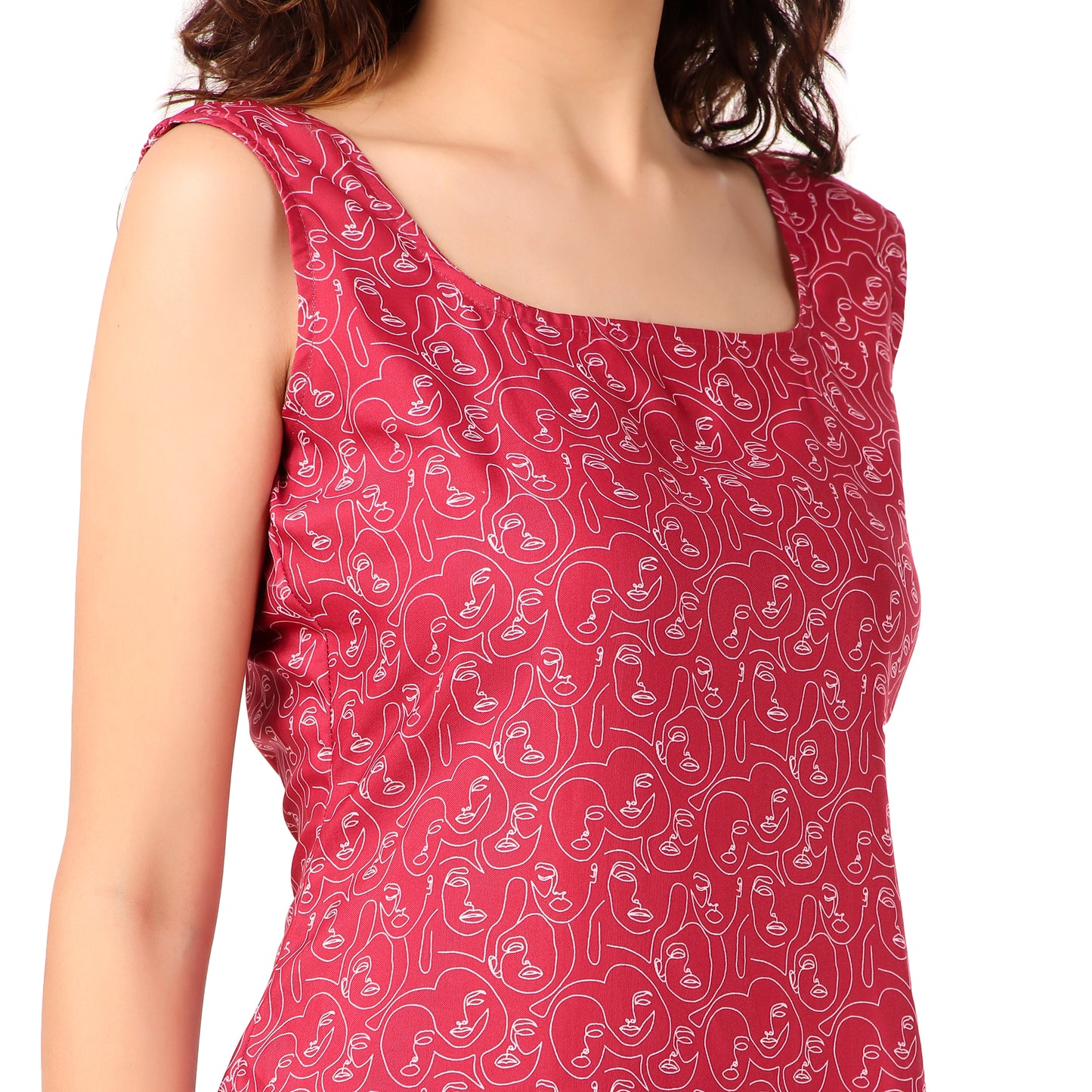 Magnetism Red Modern Print Suit set with Pant