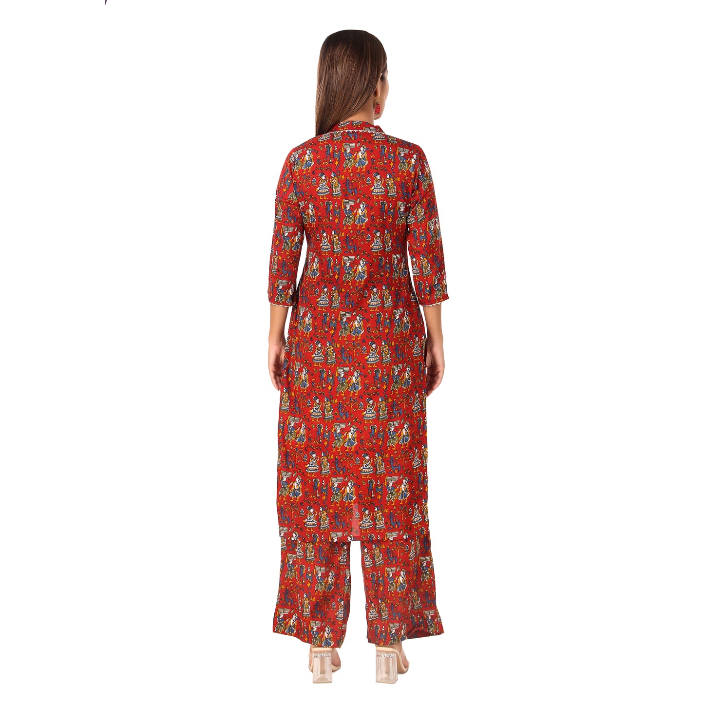 MAGNETISM Kalamkari Cotton Kurti Pant Maroon