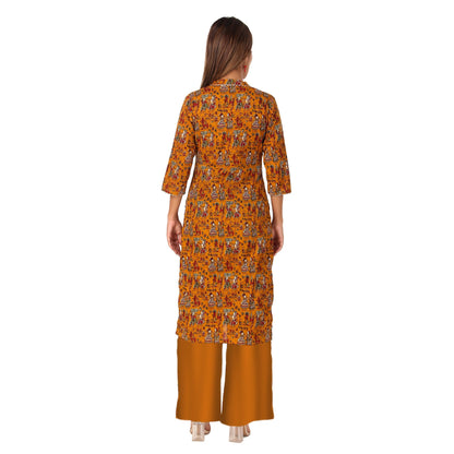 MAGNETISM Kalamkari Cotton Kurti Mustard