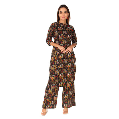 MAGNETISM Kalamkari Cotton Kurti Pant Black