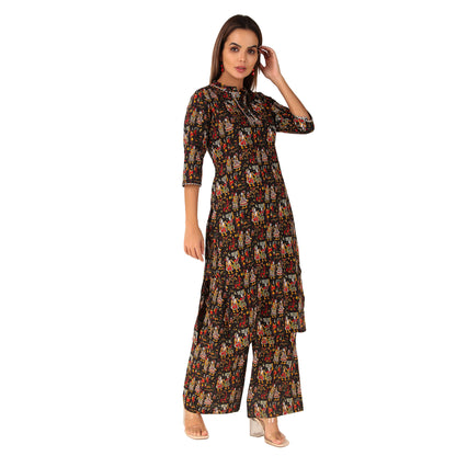 MAGNETISM Kalamkari Cotton Kurti Pant Black