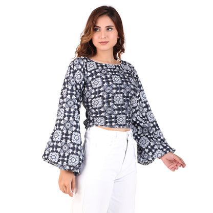 Magnetism grey Cotton Top for Women