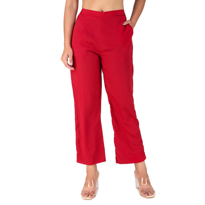 Magnetism Red Side Slit kurta with Pant & Dupatta