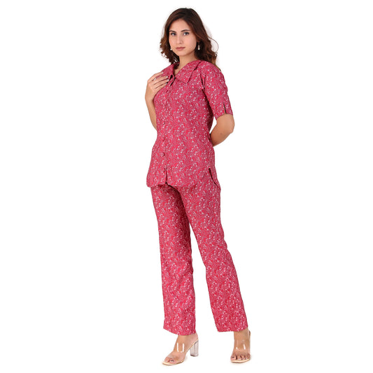 Magnetism Red Co-Ord Set for Women