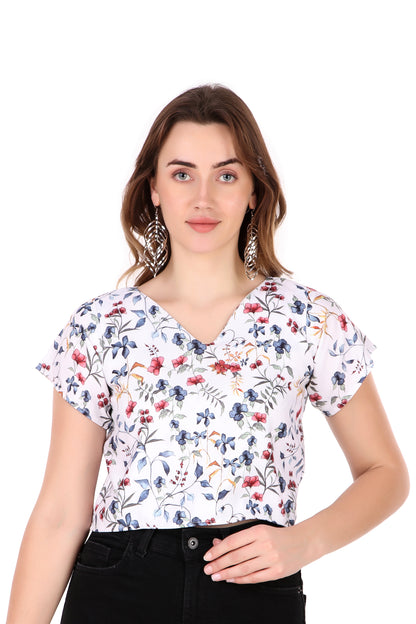 Magnetism Beautiful Floral Print Crop Top