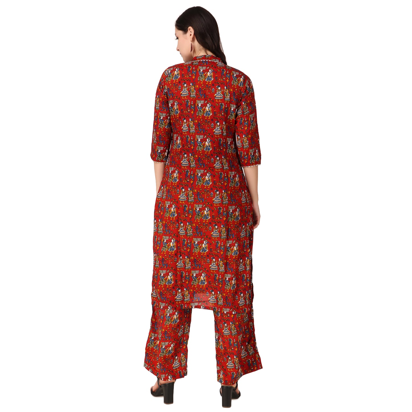 MAGNETISM Maroon Kalamkari GUJRI Print Cotton Kurti