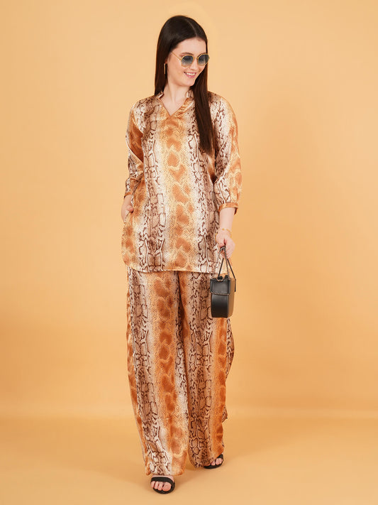 Golden Python Luxe Satin Co-Ord Set
