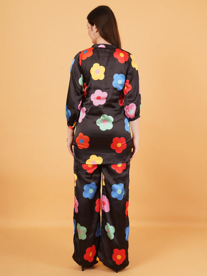 Bold Bloom Satin Co-Ord Set