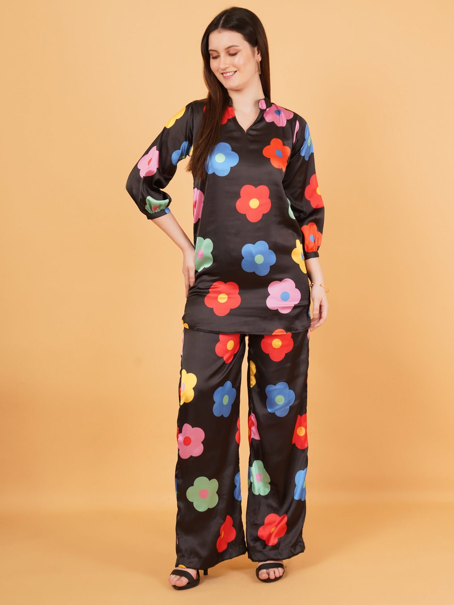 Bold Bloom Satin Co-Ord Set