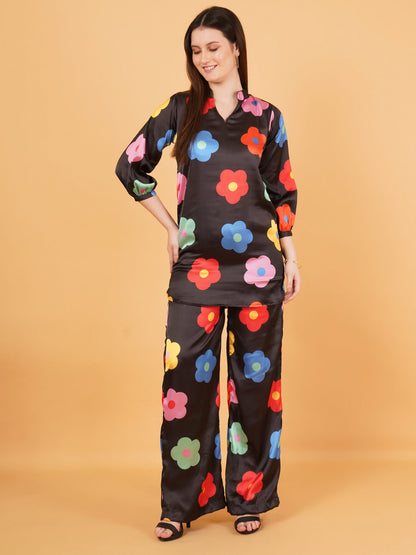 Bold Bloom Satin Co-Ord Set
